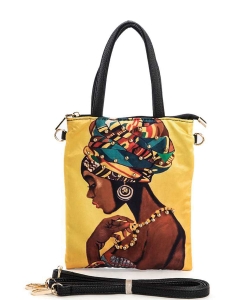 Beading Turban Girl Embellished Top Handle Convertible Bag 136-LF113-SM YELLOW